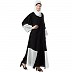 Double layered abaya with embroidered fabric- Black-White